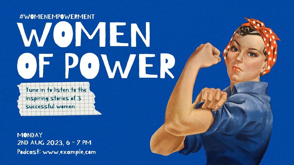 Women of power blog banner template, editable design & text