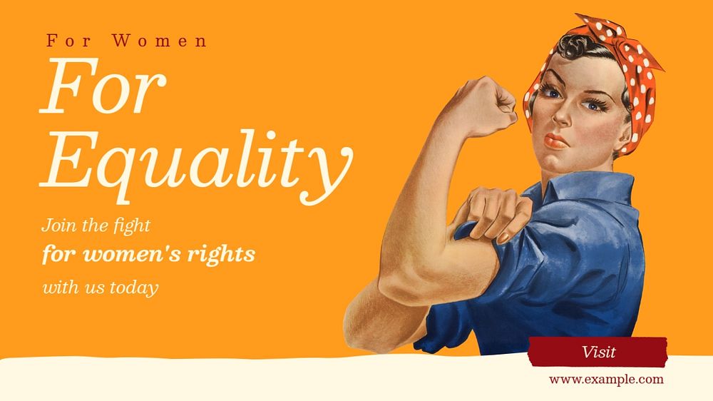 Equality for women blog banner template, editable design & text