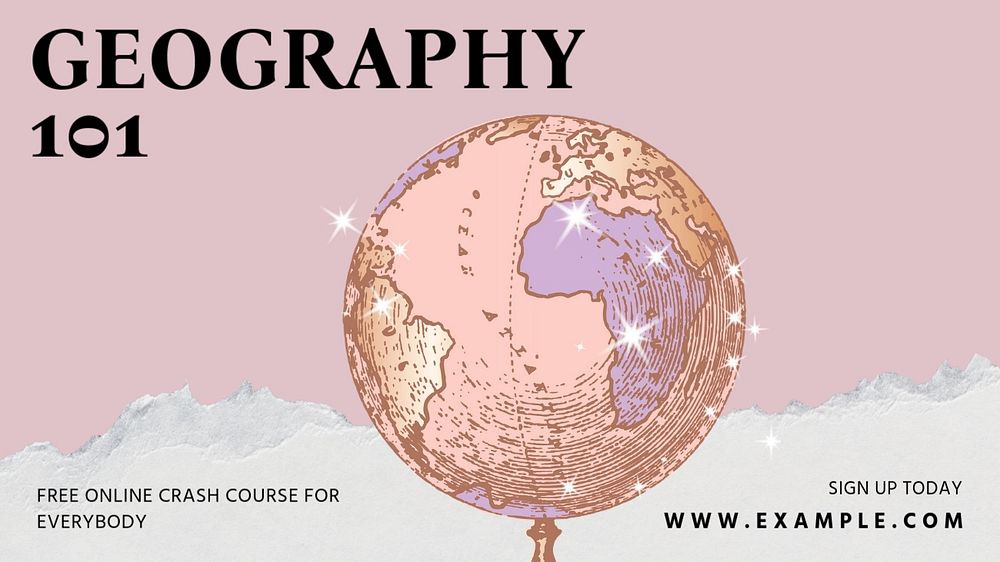 Geography 101 blog banner template, editable design & text