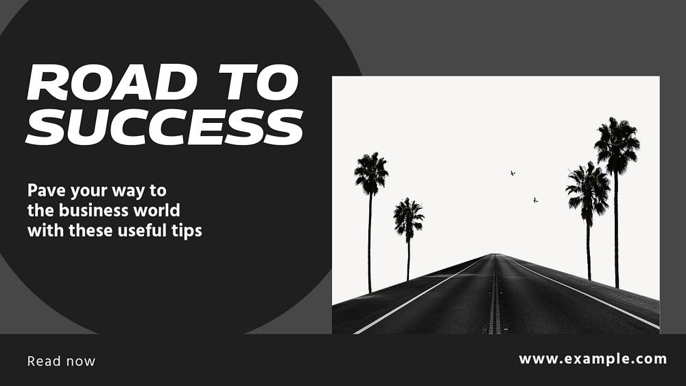 Road to success blog banner template, editable design & text