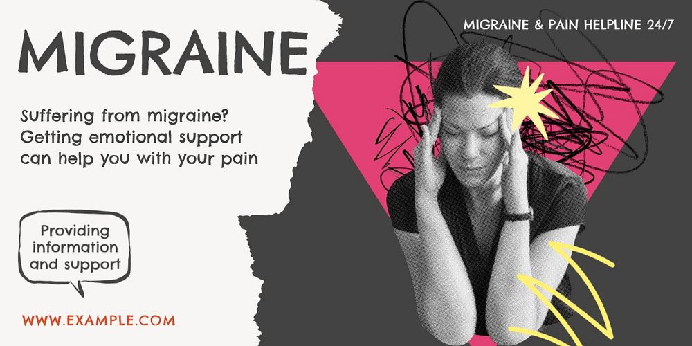 Migraine Twitter ad template, customizable design