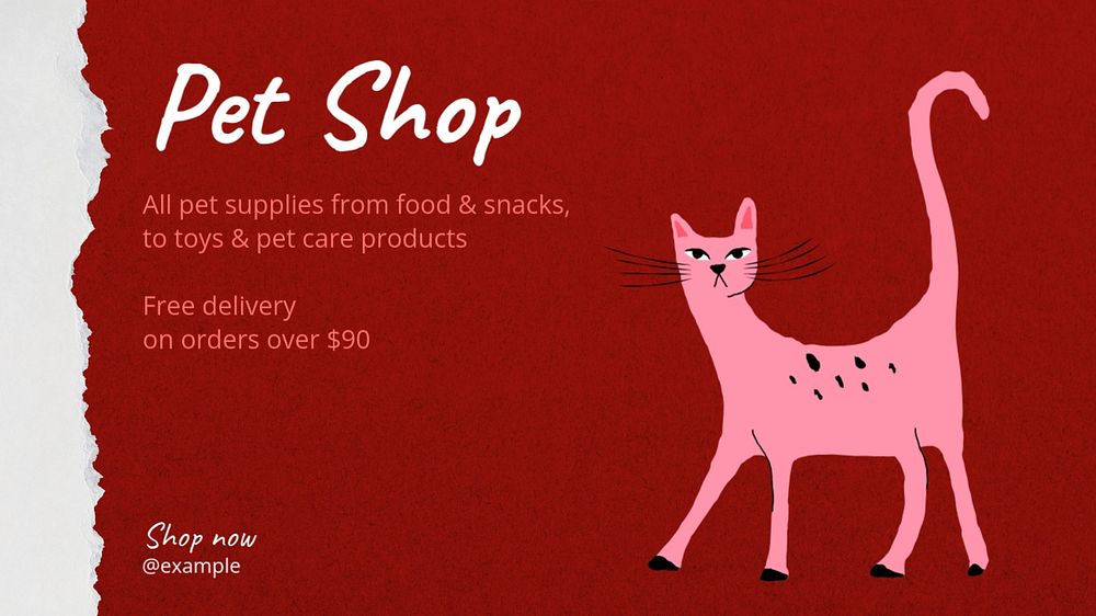 Pet supplies shop blog banner template, editable design & text