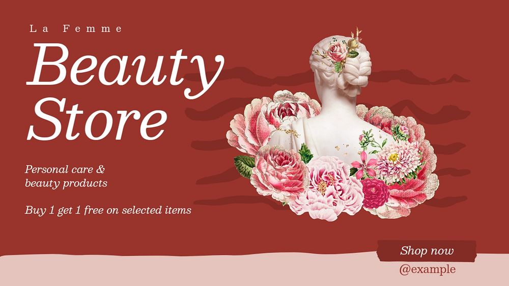 Beauty store blog banner template, editable design & text