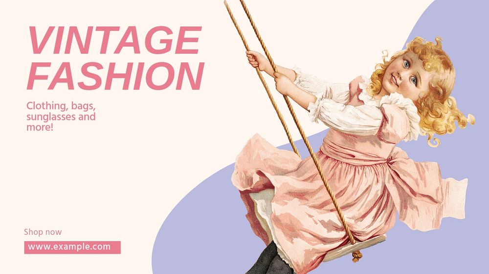 Vintage fashion blog banner template, editable design & text