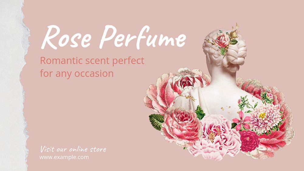 Floral perfume blog banner template, editable design & text