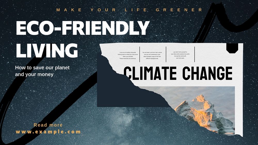 Eco-friendly living blog blog banner template, editable design & text