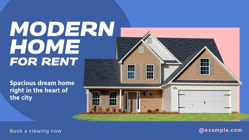 Modern home rental blog banner template, editable design & text