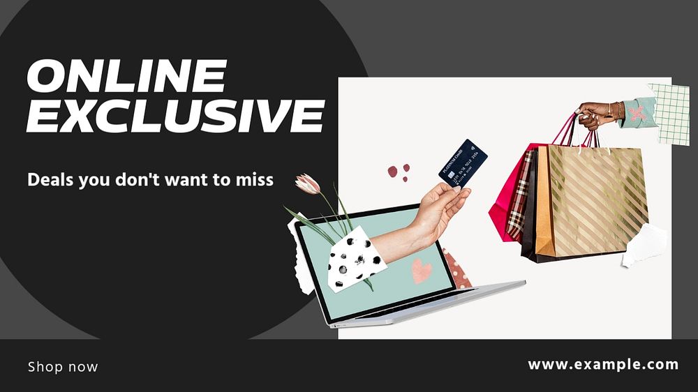 Online exclusive deals blog banner template, editable design & text