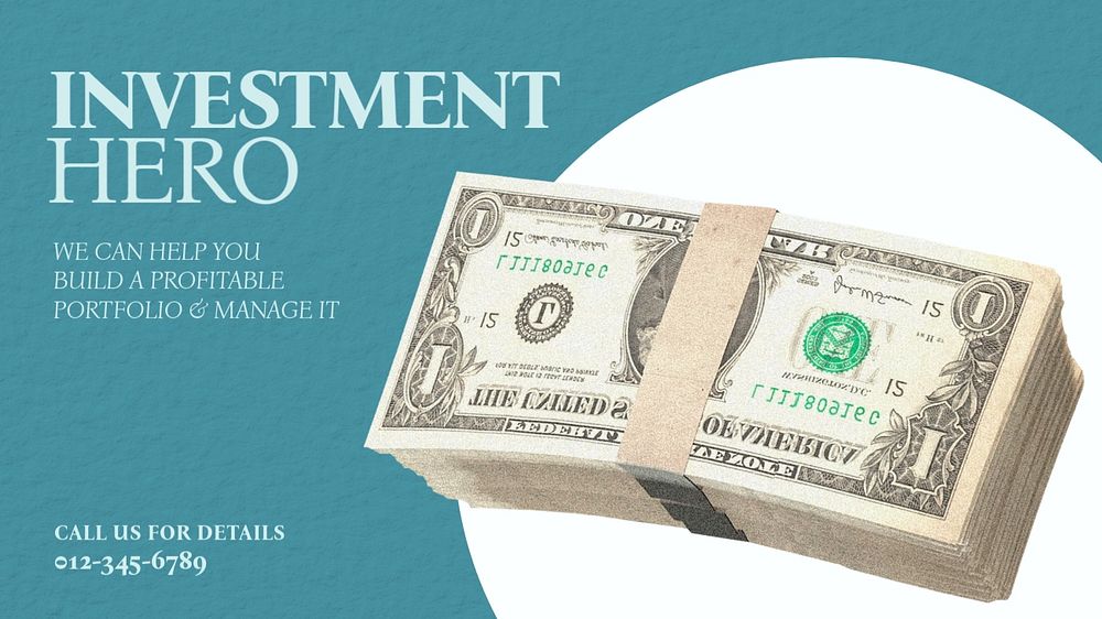 Investment service blog banner template, editable design & text