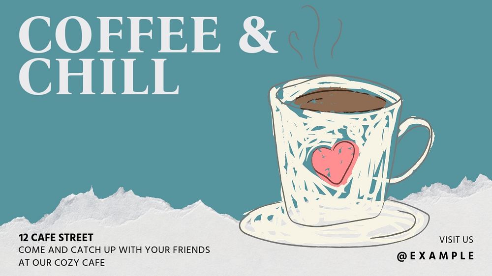 Coffee shop blog banner template, editable design & text