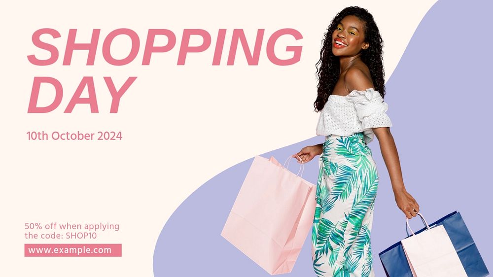 Shopping day sale blog banner template, editable design & text