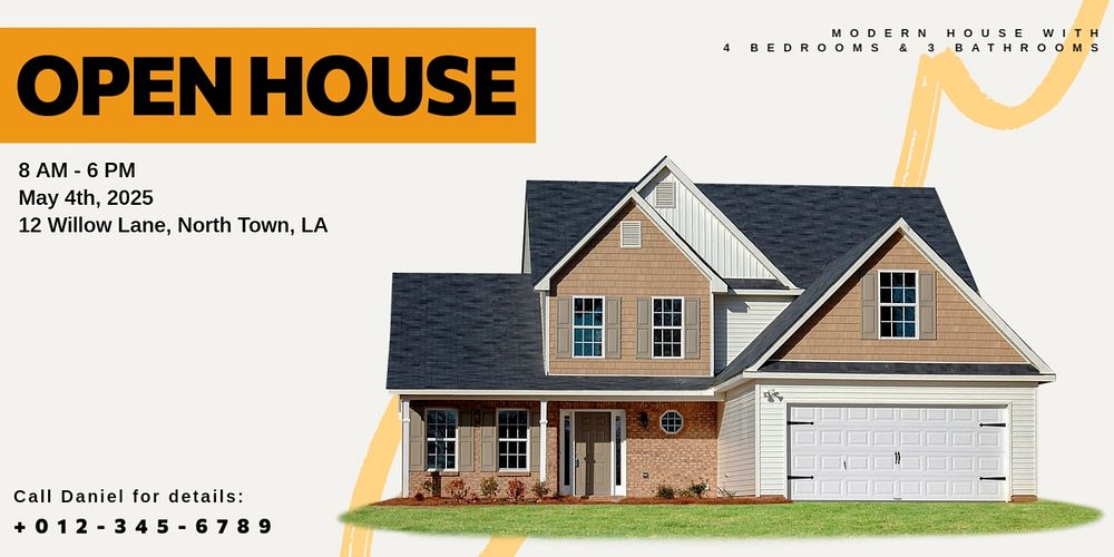 Open house day Twitter ad template, customizable design