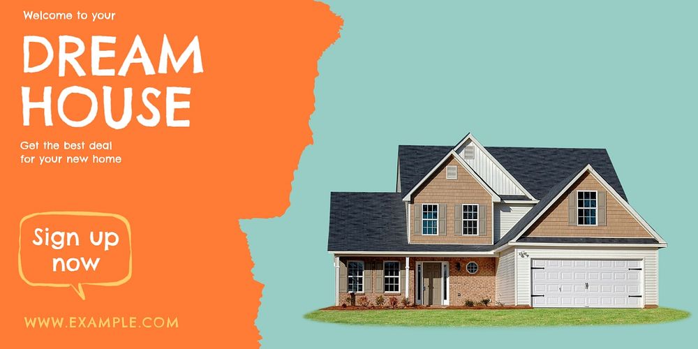 Dream house Twitter ad template, customizable design