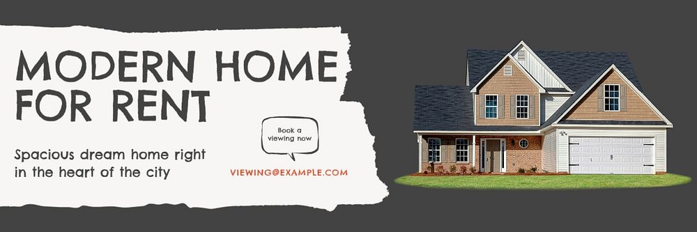 Modern home rental Twitter header template, customizable design