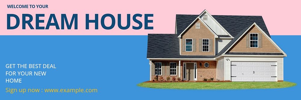 Dream house Twitter header template, customizable design