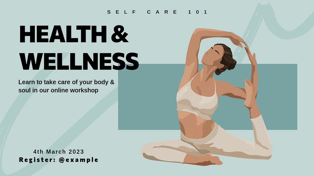 Health & wellness blog banner template, editable design & text