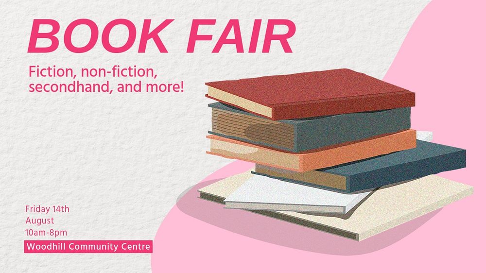 Book fair blog banner template, editable design & text