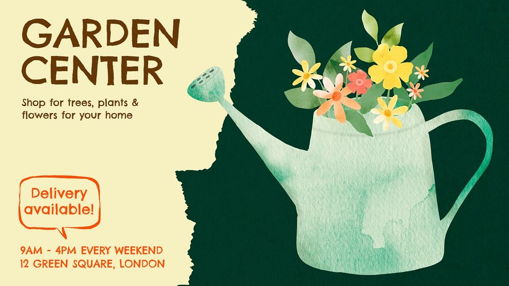 Garden center blog banner template, editable design & text