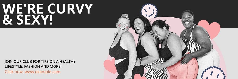 Plus size club Twitter header template, customizable design