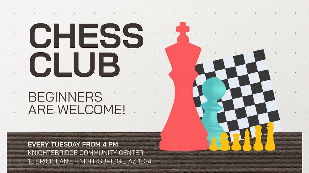 Chess club PowerPoint presentation template, editable design