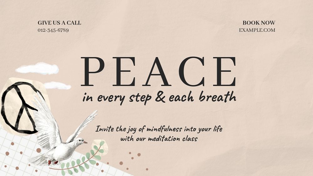 Peace dove blog banner template, editable design