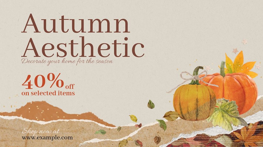 Autumn aesthetic blog banner template, editable design