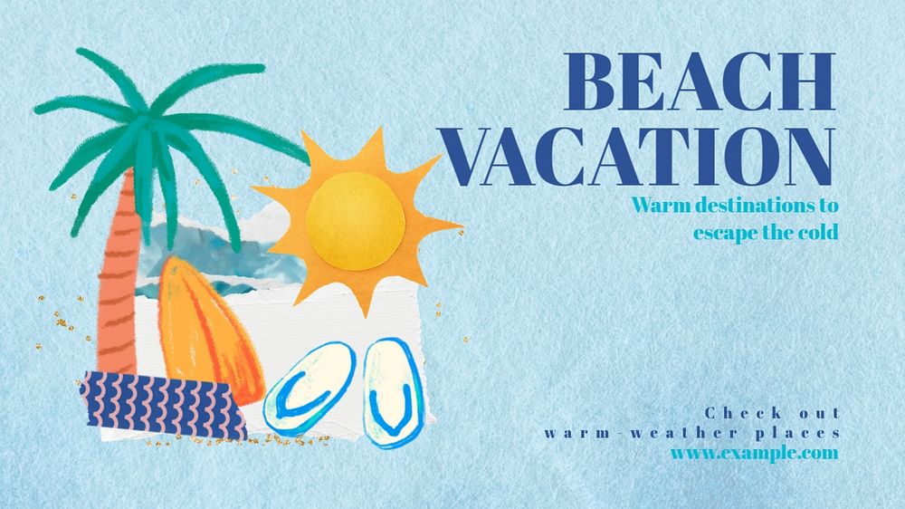 Beach vacation YouTube thumbnail template, editable design