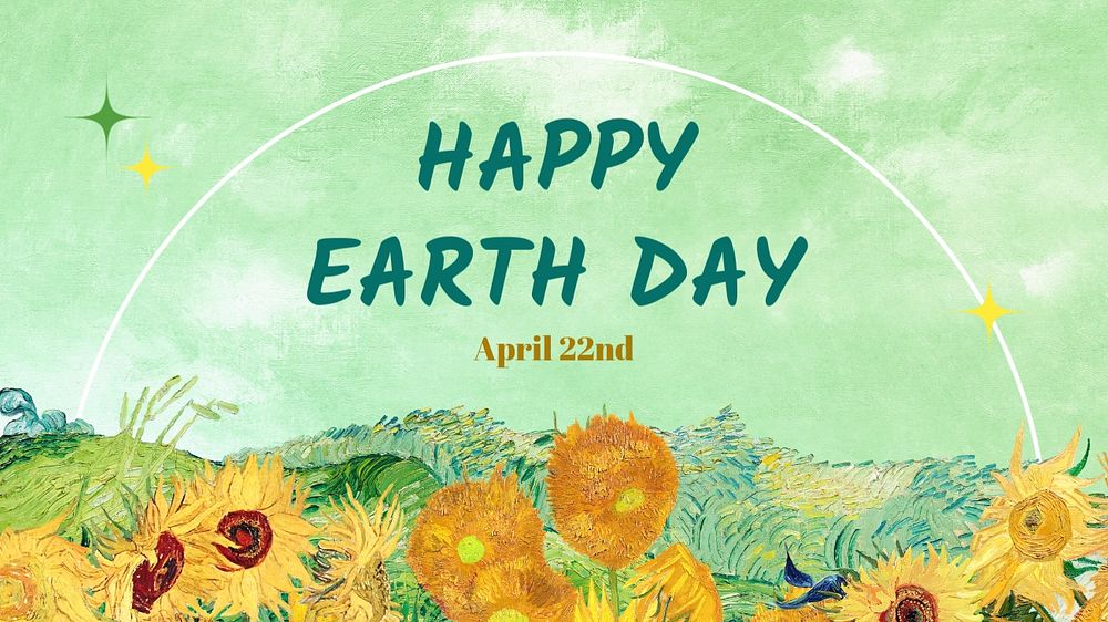 Happy Earth Day banner template, editable Van Gogh's famous painting design, remixed by rawpixel