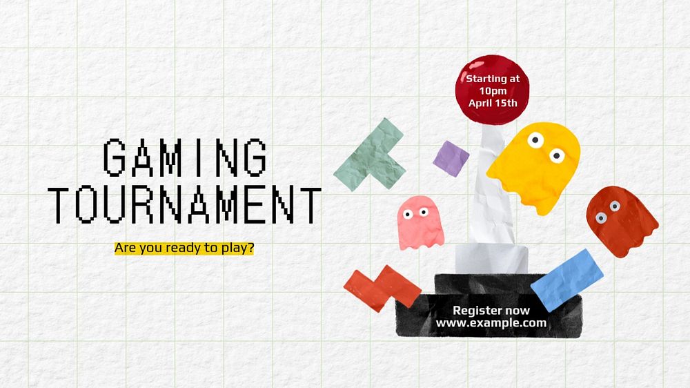 Gaming tournament YouTube thumbnail template, editable design