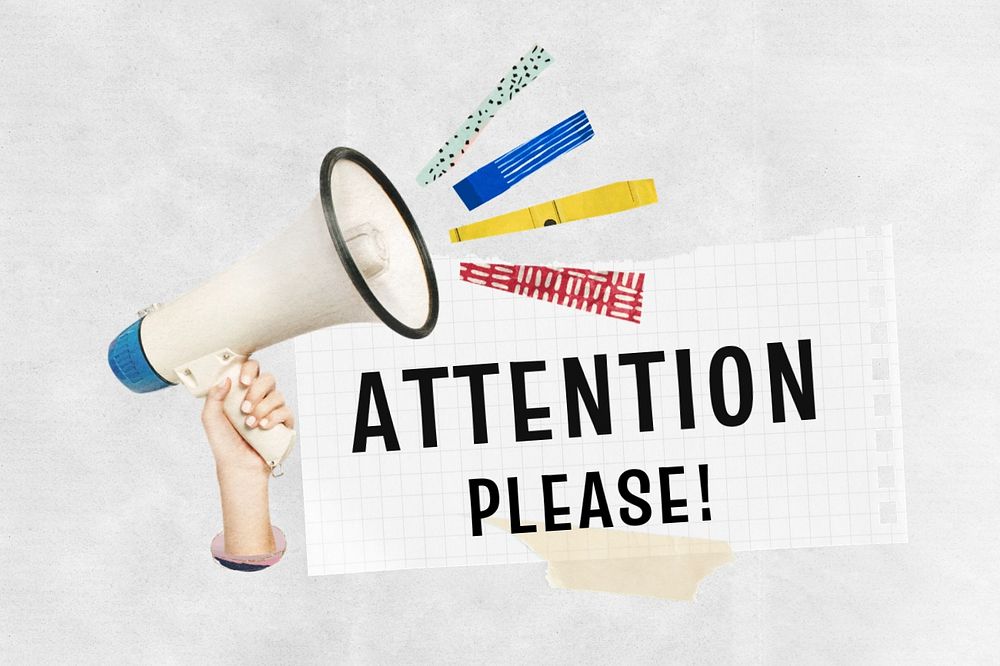 Attention please ripped paper, editable collage remix design