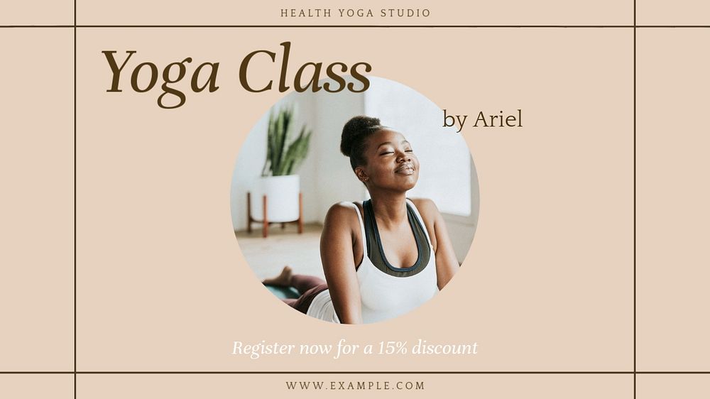 Senior yoga class blog banner template, editable text & design