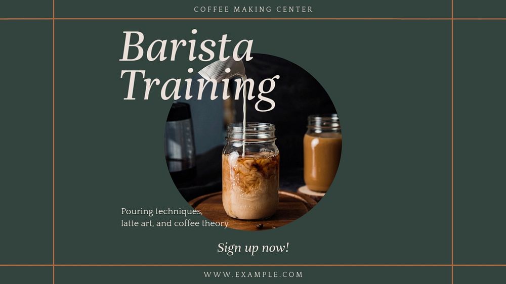 Barista training blog banner template, editable text & design