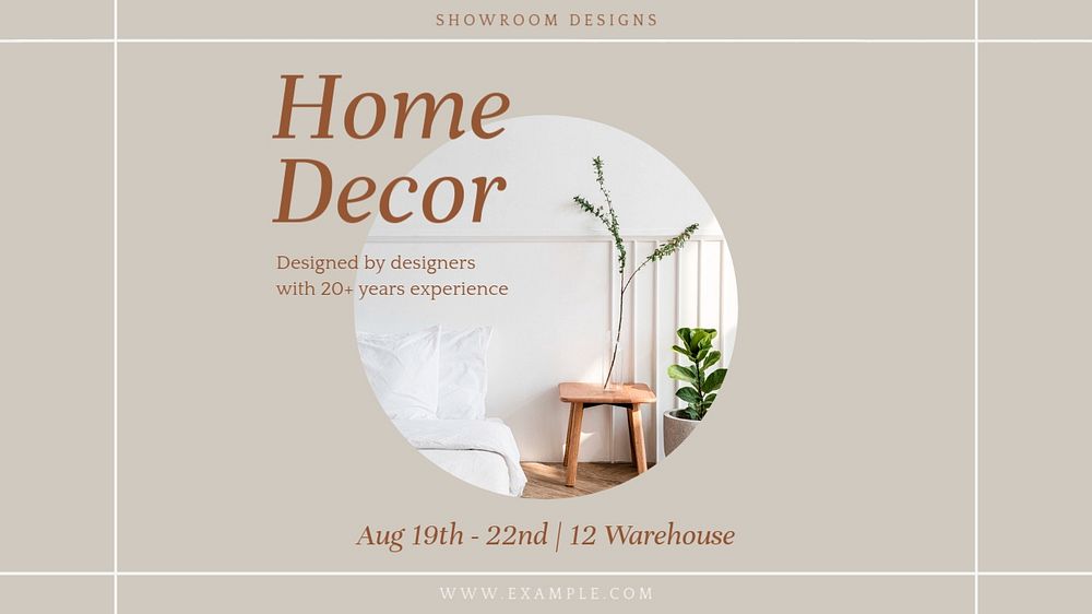 Home decor blog banner template, editable text & design