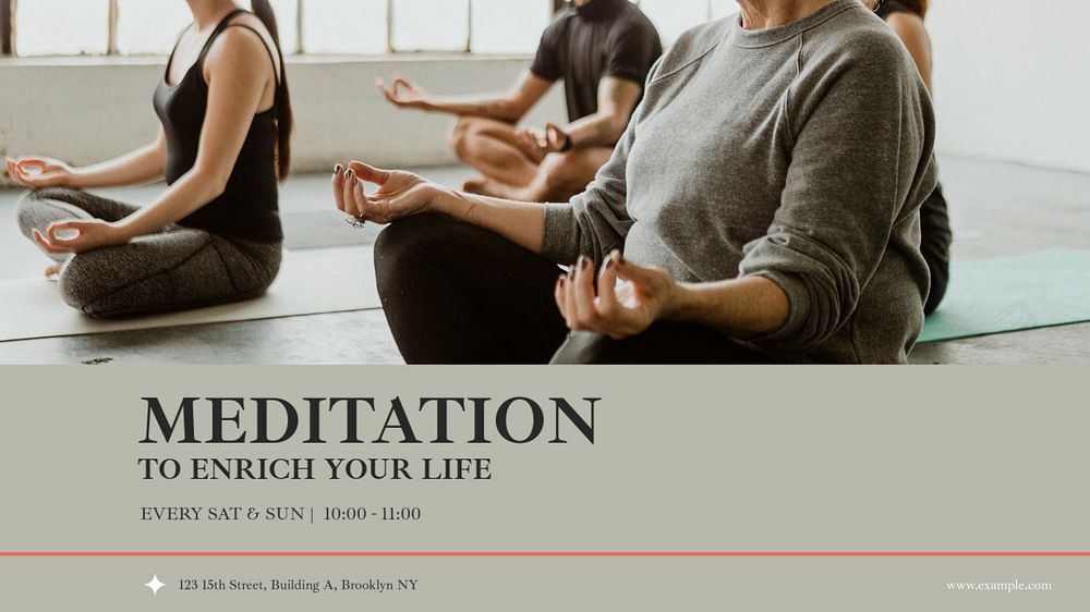 Meditation blog banner template, editable text & design