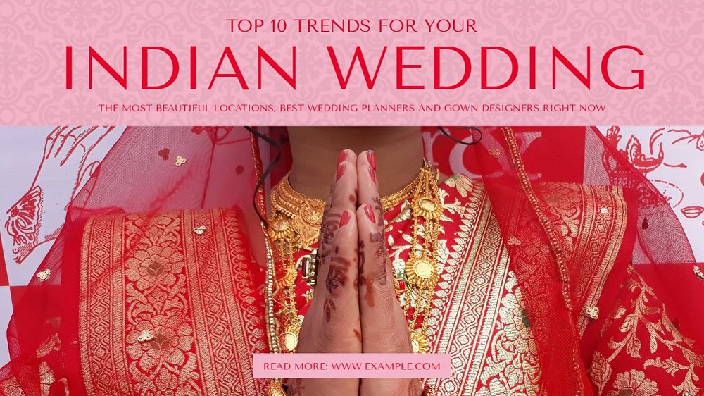 Indian wedding blog banner template, editable text