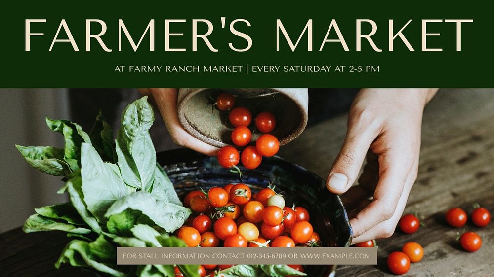 Farmer's market blog banner template, editable text