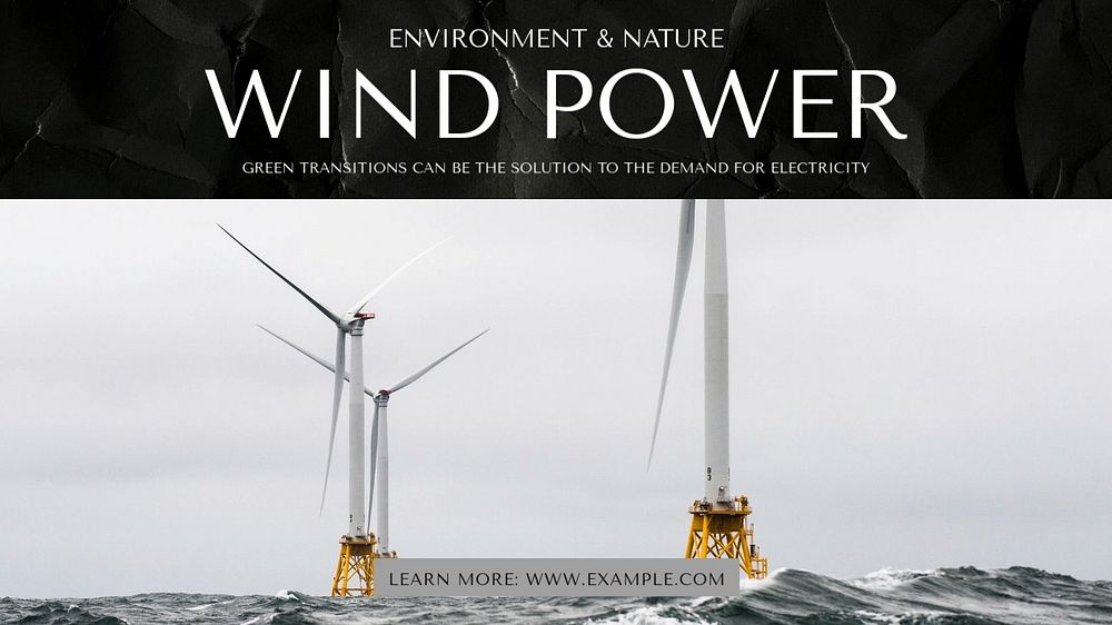 Wind power blog banner template, editable text