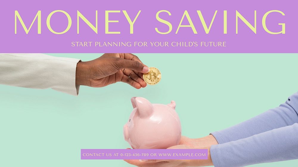 Saving money blog banner template, editable text