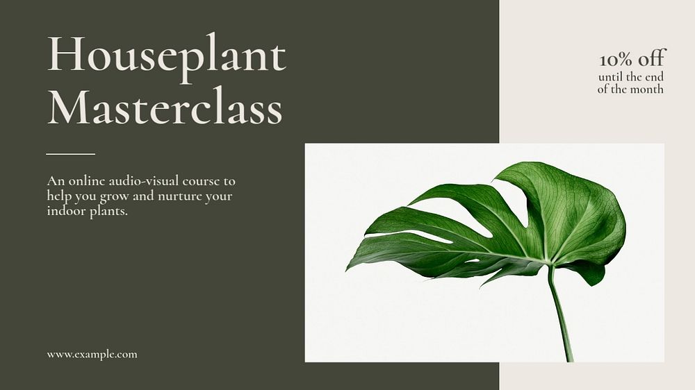 Houseplant masterclass blog banner template, editable text & design