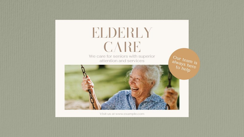 Elderly care blog banner template, editable text & design