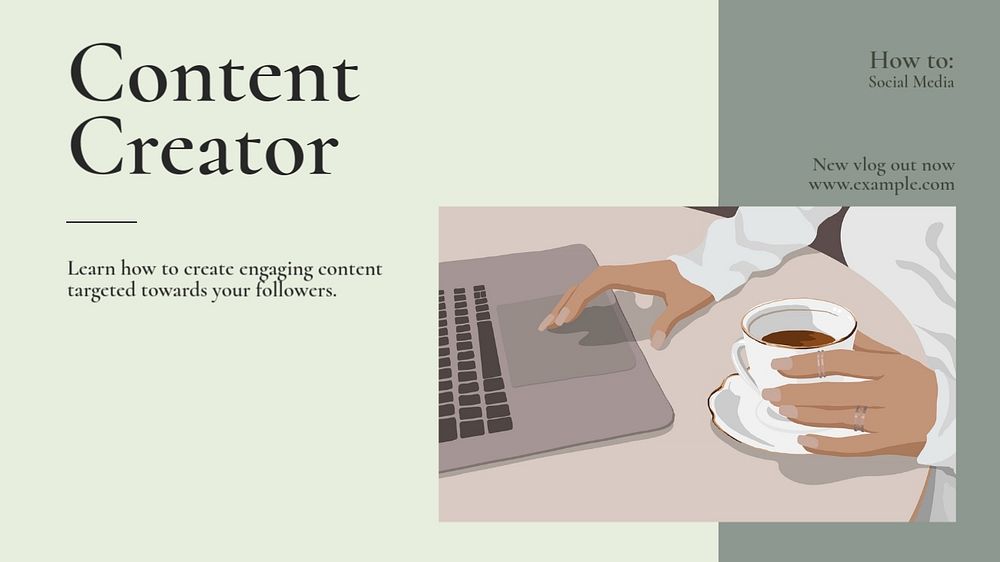 Content creator blog banner template, editable text & design