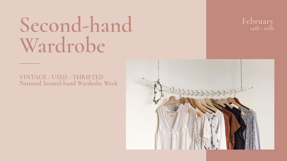 Secondhand wardrobe blog banner template, editable text & design