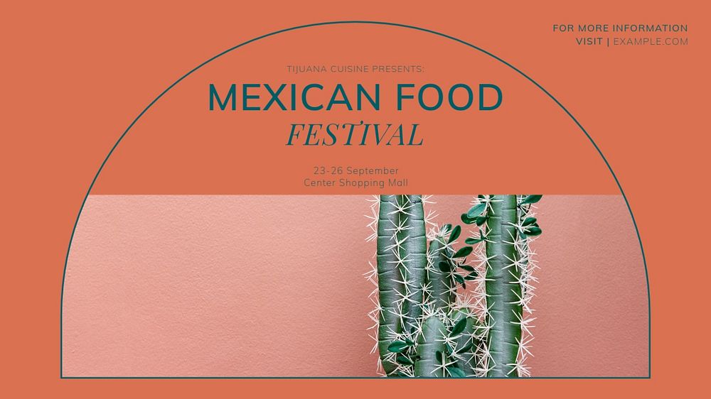 Mexican food festival blog banner template, editable text & design