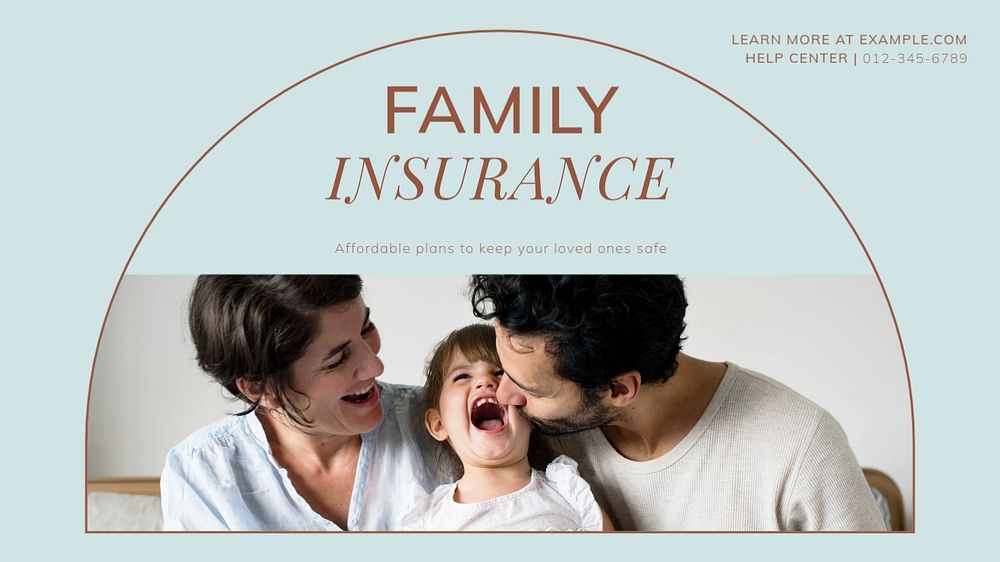 Family insurance blog banner template, editable text & design