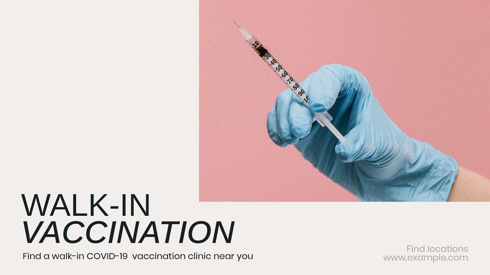 Walk-in vaccination blog banner template, editable text & design