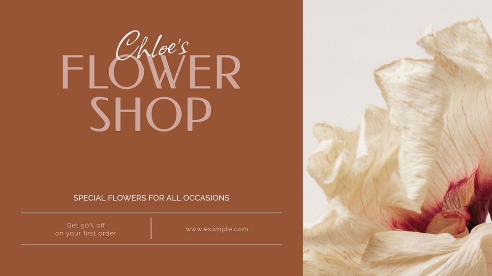 Flower shop blog banner template, editable text & design