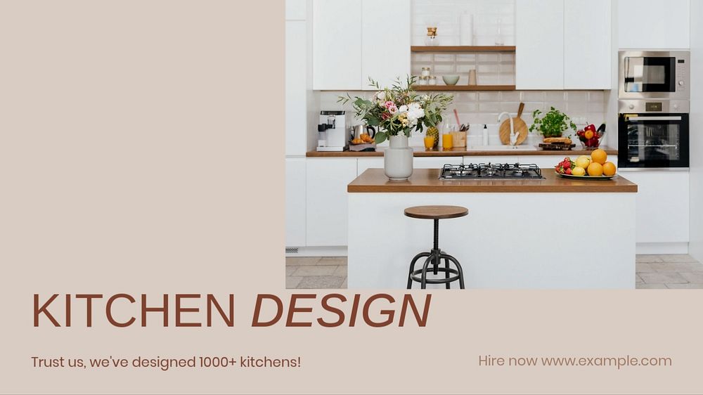 Kitchen design blog banner template, editable text & design