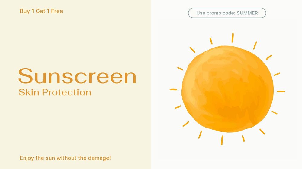 Sunscreen advertisement blog banner template, editable text & design