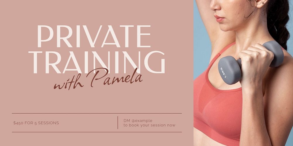 Private training Twitter ad template, editable text & design