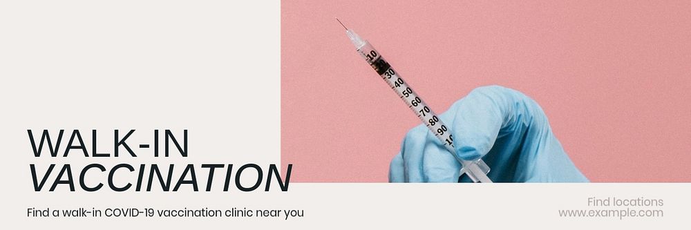 Walk-in vaccination email header template, customizable design